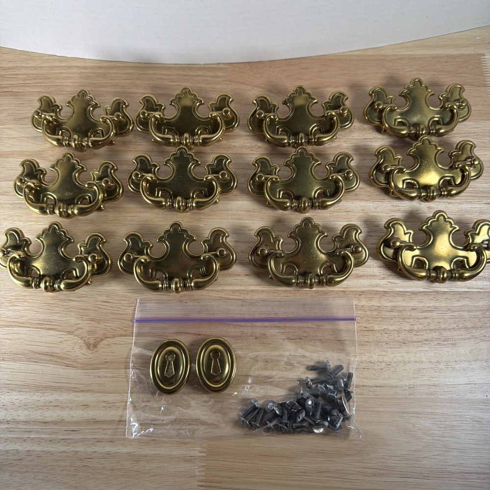 Lot of 12 Vintage 1985 Ilco UNICAN, INC. Canada Brass Drawer Pull 3.5" # 2522